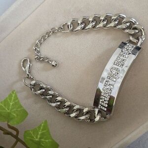 Silver Chunky Cuban Link ID Style Bracelet " Trust No B*tch"